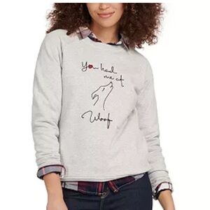 Barbour you had me at woof gray sweatshirt, size 4